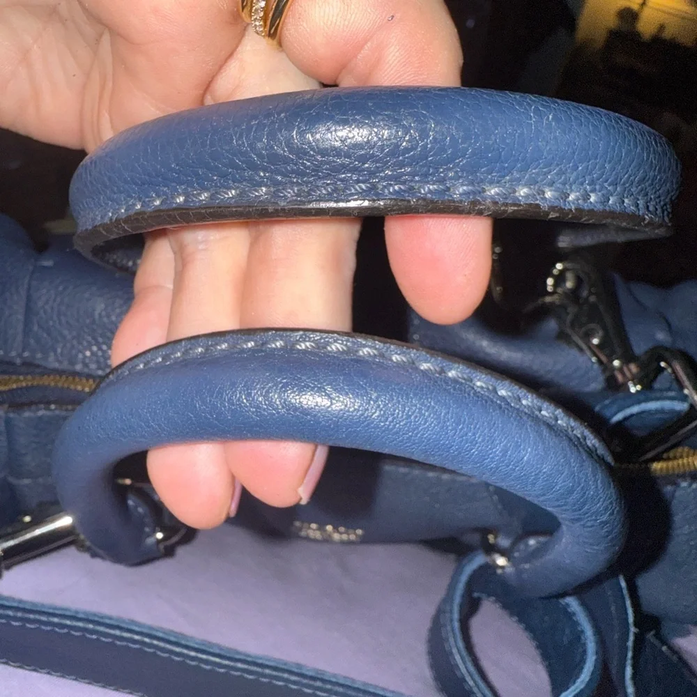 MCM Navy Leather Satchel - Picture 8 of 13